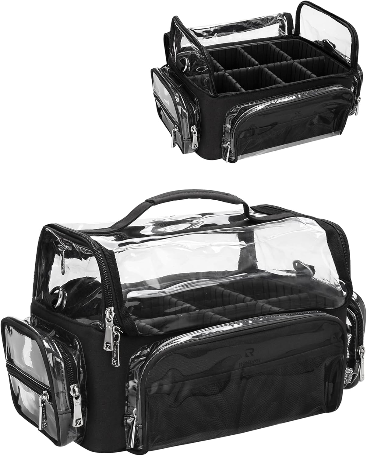 Makeup Brush Case, Extra Large Makeup Brush Bag XL Professional Makeup Artist Must Haves Travel Case with Stand Up Brush Slots Cosmetic Organizer Bag, Full Open Easy to Access, with Adjustable Strap