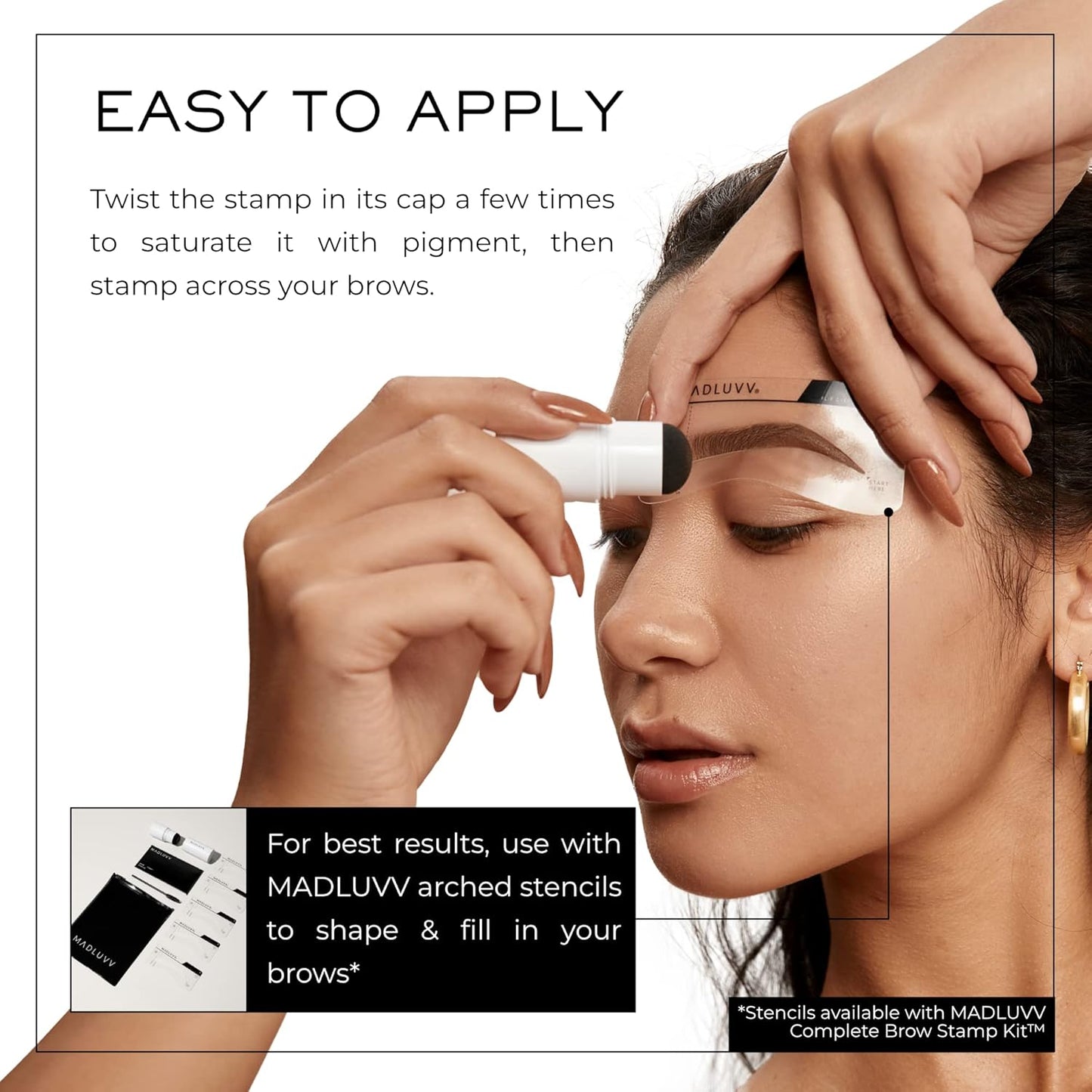 MADLUVV Brow Stamp Refill* - Color Stamp for Brows & Root Touch Up for Women & Men, Instantly Conceal Hair Loss, Grey Hair, Thinning Hair with Stain-Proof/Smudge-Proof Powder Formula (Brunette)