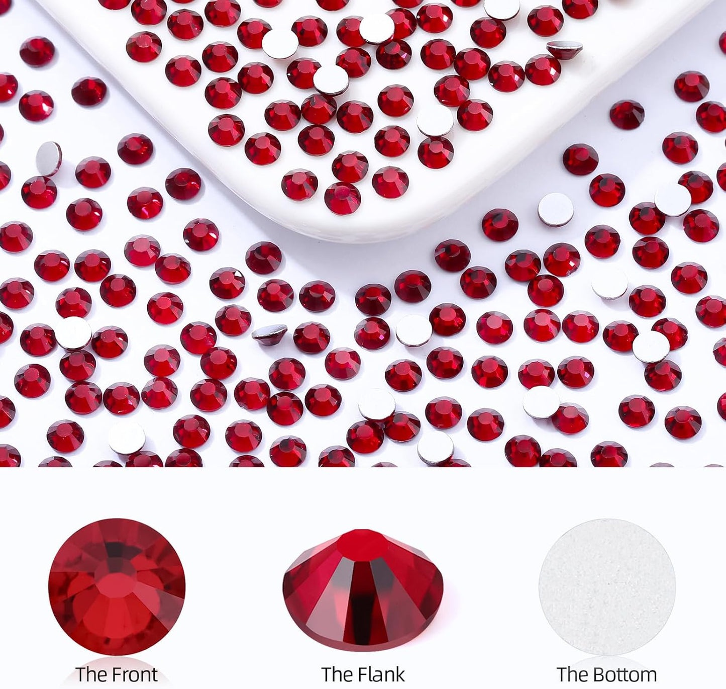 Siam Flatback Rhinestones, Glass Rhinestones for Nail Art and Craft, Glue Fix, Loose Crystal Gemstones(Siam, SS16, 2880pcs, 3.8-4.0mm)