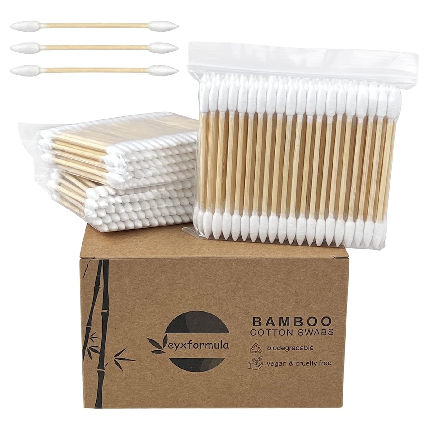 eyxformula 500 Count Pointed Tip Cotton Swabs - Double Precision Tips with Bamboo Sticks - Pointy Cotton Swabs for Makeup & Nail Polish Touch-ups, Cosmetic Application, Art & Crafts, Detailed Cleaning