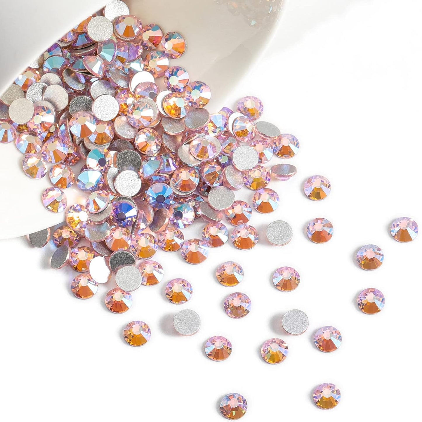 Beadsland 1440 Pieces Flat Back Crystal Rhinestones Round Gems,Light Pink AB,SS20,4.6-4.8mm