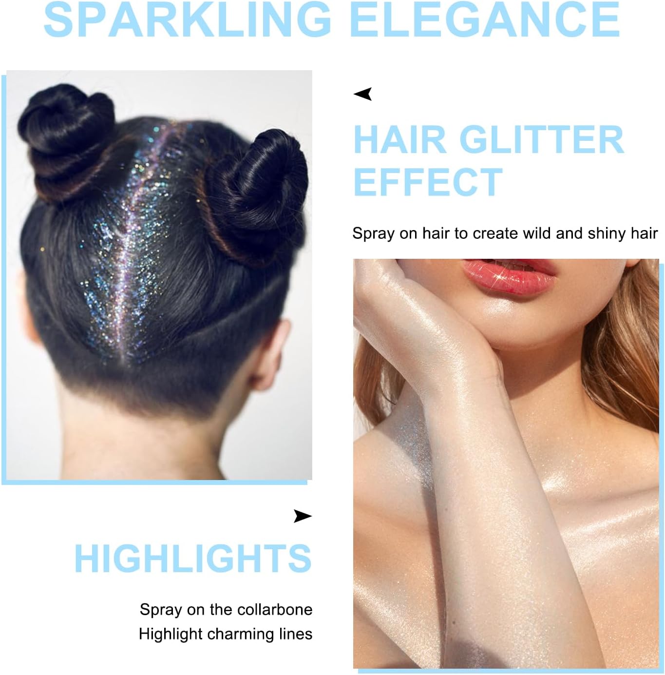 Hair and Body Glitter Spray, Shimmering Powder Sparkle Powder Makeup, Glitter Loose Sparkle Makeup for Body Highlighter,Festival Prom Rave Accessories (Sparkling Pink)