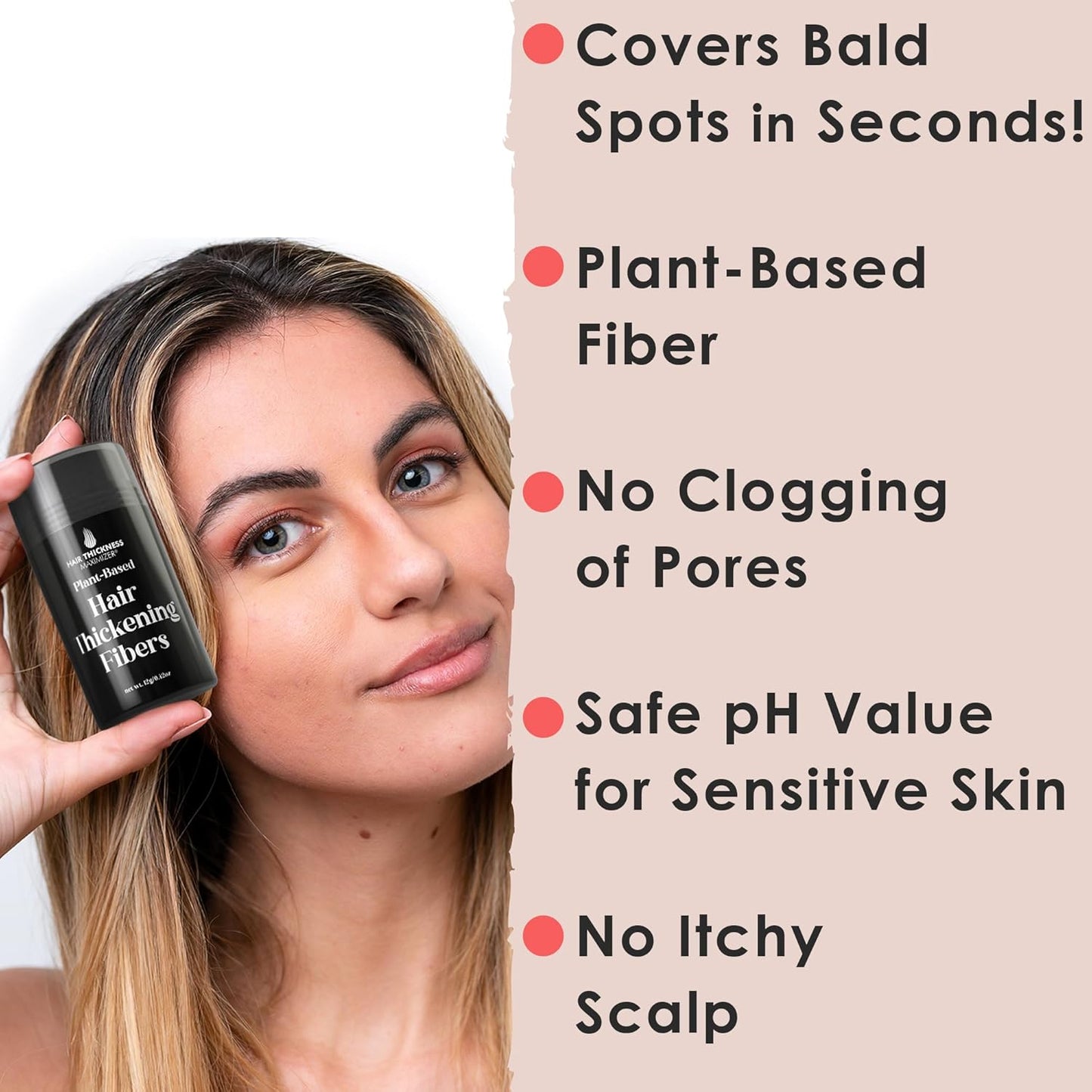 Plant-Based Powder for Thinning Hair - Cover Bald Spots & Thinning Hairline. Instant Hair Filler, Building Fibers for Women & Men. Non-Itchy, Easy Wash Off. (Light Brown)