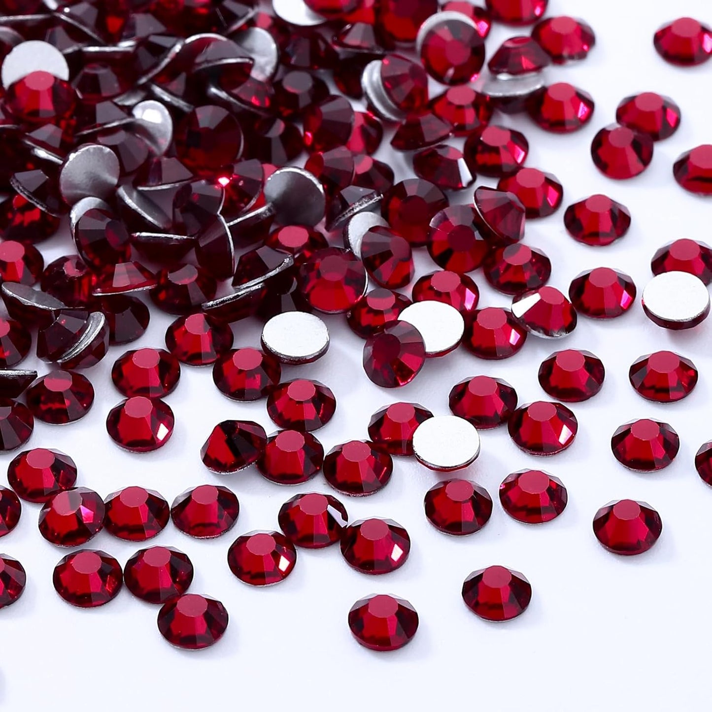 Siam Flatback Rhinestones, Glass Rhinestones for Nail Art and Craft, Glue Fix, Loose Crystal Gemstones(Siam, SS8, 1440pcs, 2.3-2.5mm)