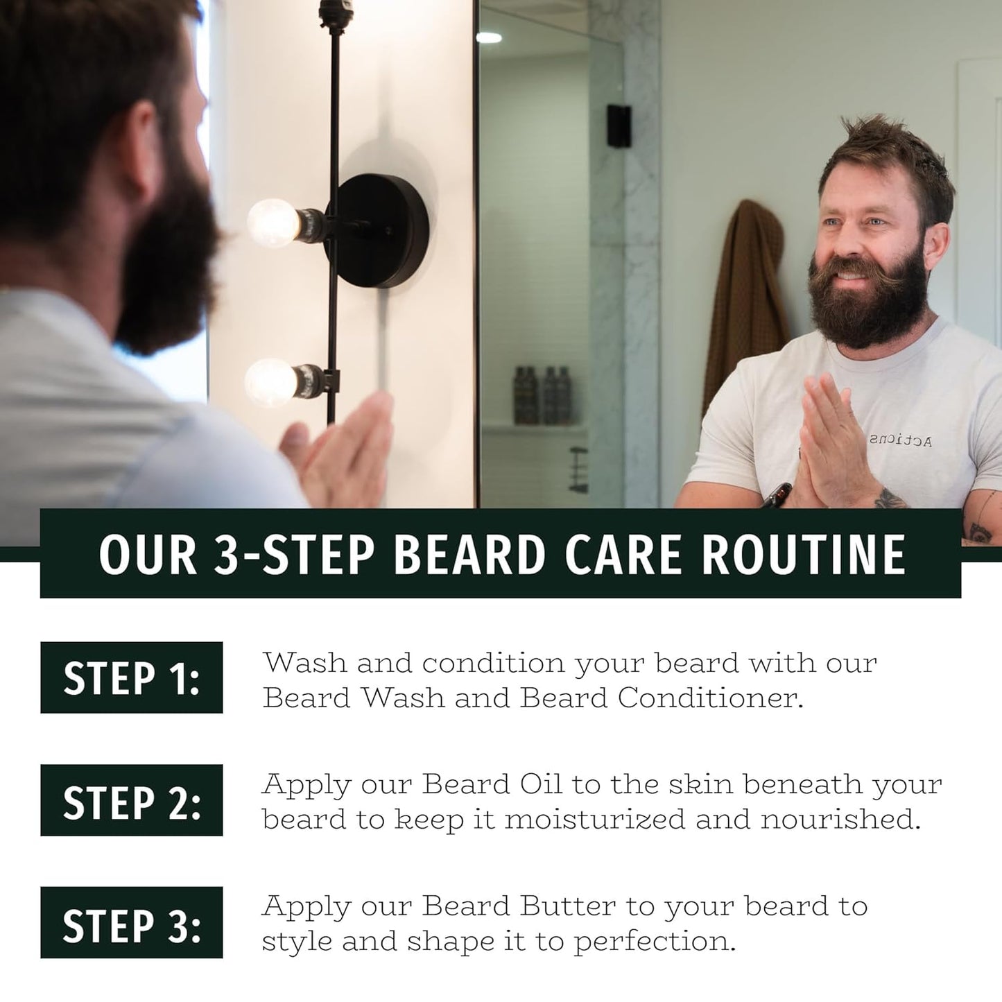 Live Bearded Complete Beard Grooming Kit - Wash, Conditioner, Butter and Oil - Made in the USA with All-Natural Ingredients - Mens Groom Set | Straight Up Unscented - Fragrance-Free