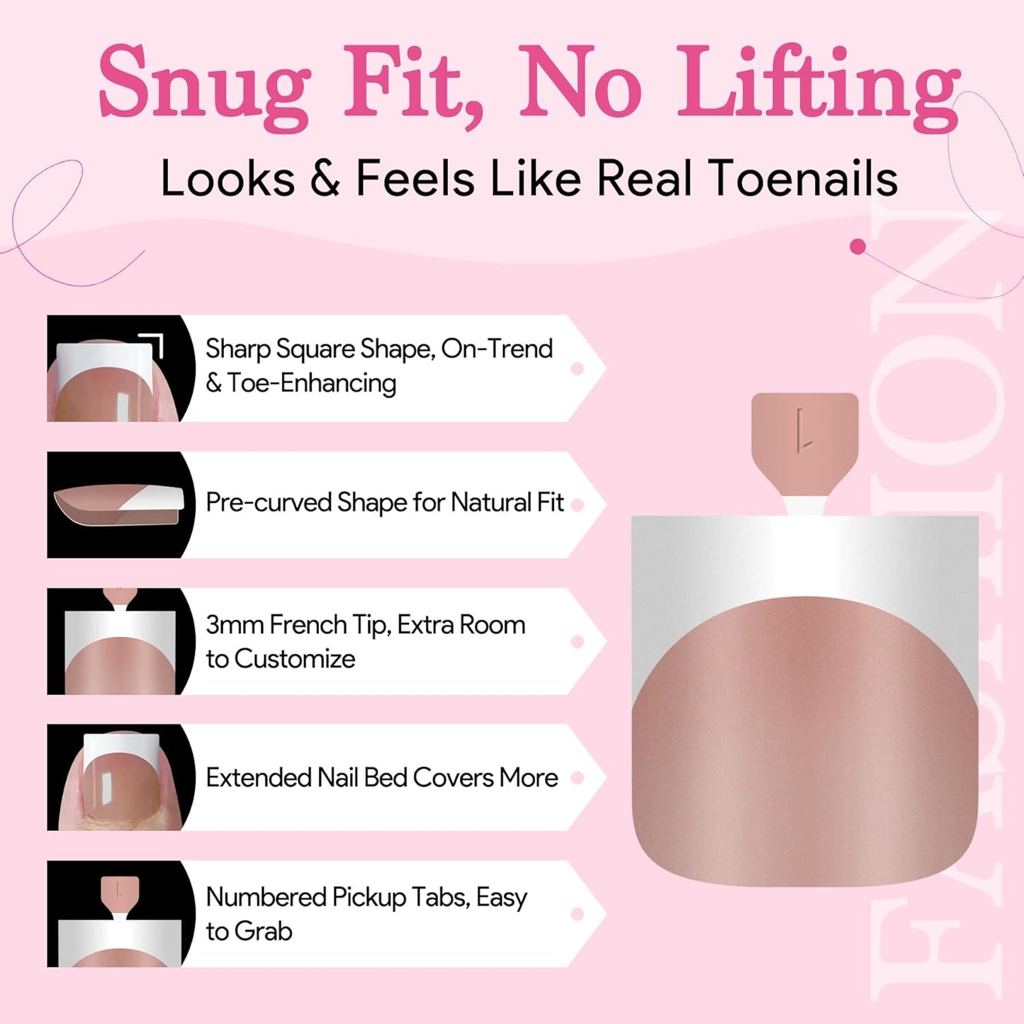 Press On Toenails for Women, Brown Pink 15 Sizes 270 Pcs Toe Nail Tips Pre-applied Primer& Base Coat, Full Cover Real Square French Tip Extension DIY at Home, Builder Nail Gel & Top Coat Required