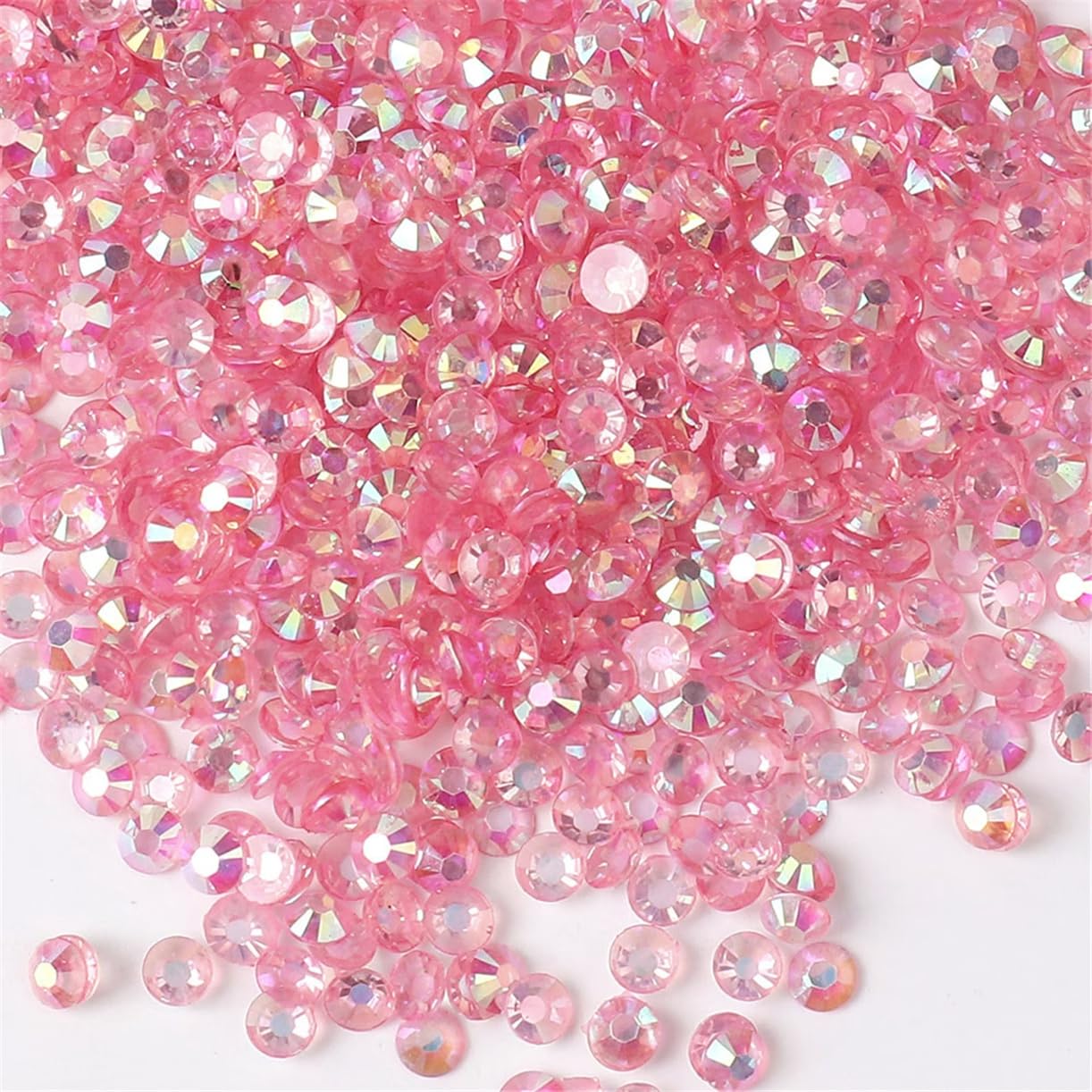 3000 Pieces SS6 2mm Flatback Rhinestones AB Clear Round Gems Crystals for Nail Art DIY Crafts Clothes Shoes Bags （Transparent Light Pink AB）
