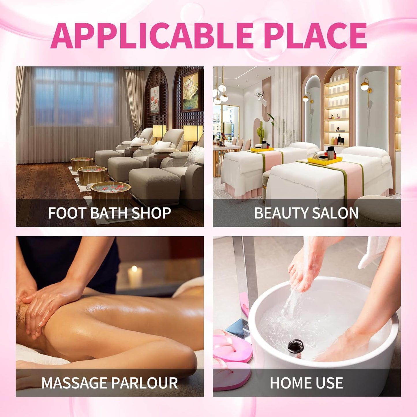 Pedicure Kit Foot Soak Set: Bubble Salt, Sugar Scrub, Massage Mask, Massage Lotion in a Box, 4 Step Foot Spa Kit for Dry Feet, Softens Calluses, Soothes Sore, Tired Feet（3 Set Rose)
