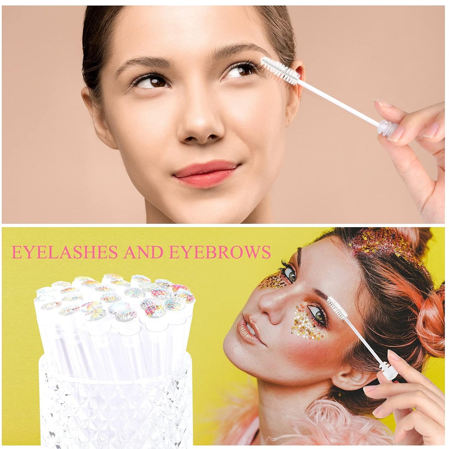 20pcs Eyelash brush Lash Wand Makeup tool Eyelash Extension supplies Cleaning brush Diamond Mascara scale white