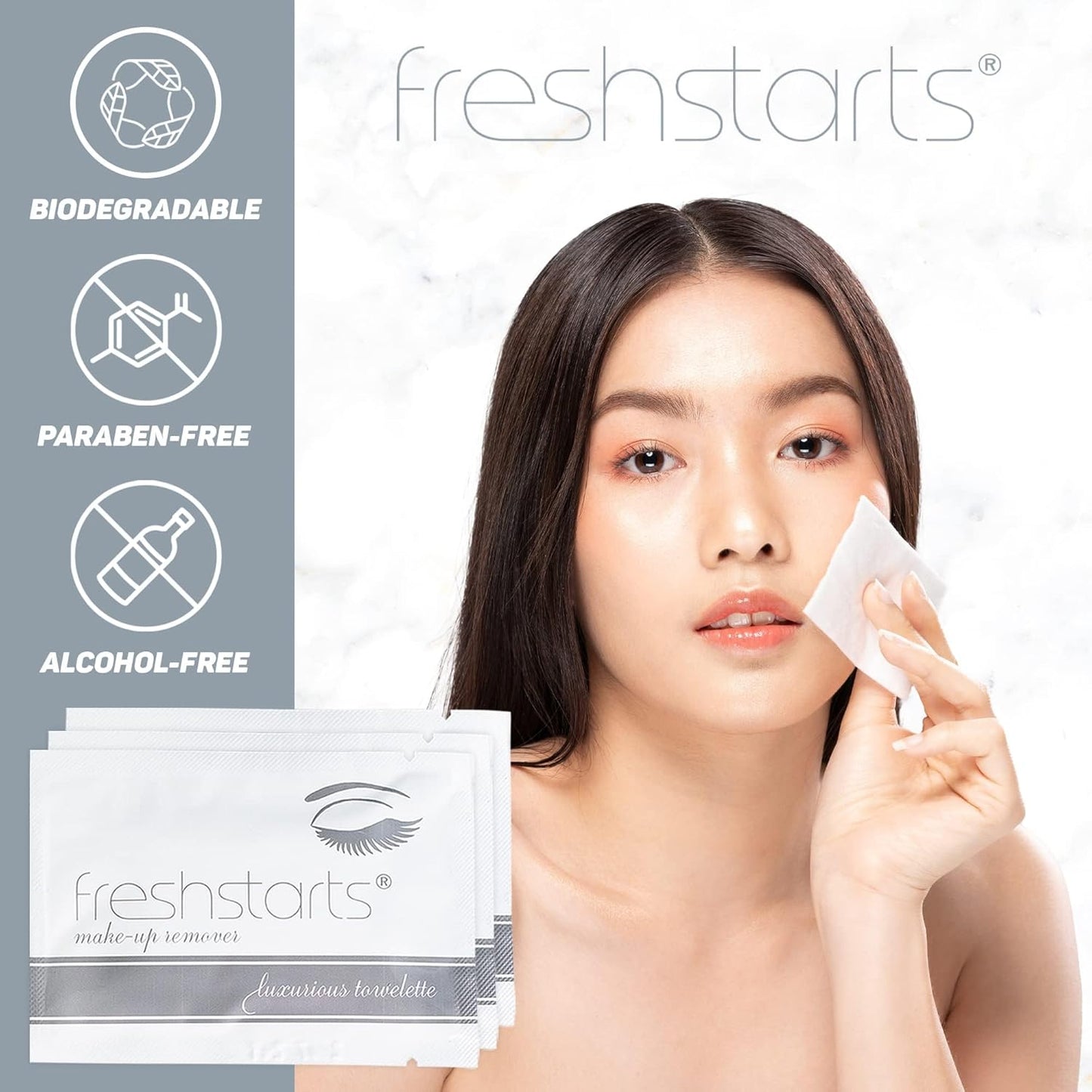 Freshends Flushable Individually Wrapped Wipes – 50 Bulk Pack Luxurious Towelettes, Guest Bathroom Essentials for Weddings, Restaurants, Bars & Clubs – Grey, Travel-Size, Disposable