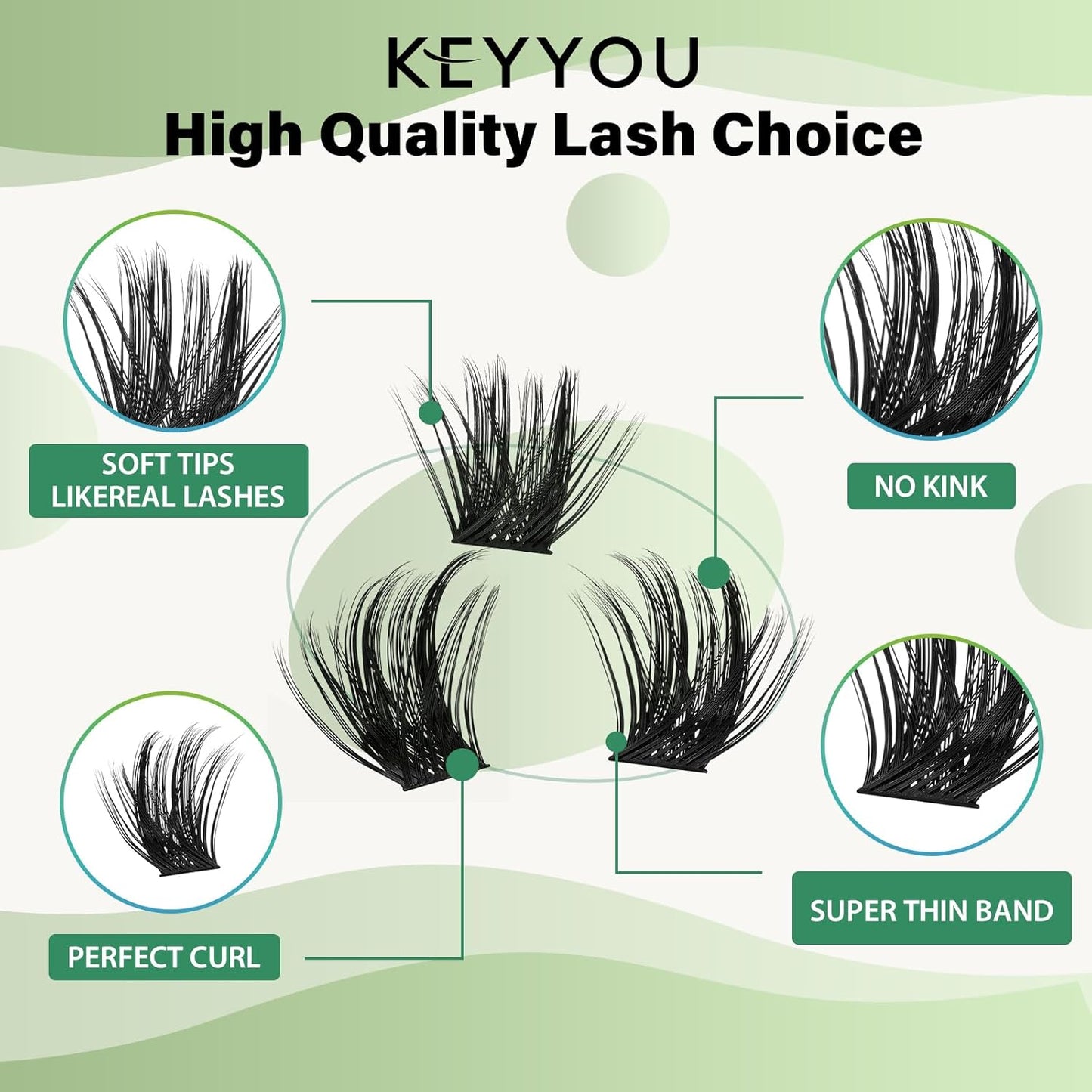 Lash Clusters 96pcs Individual Lashes D Curl 18mm Eyelash Clusters KEYYOU Volume Wispy Lash Extension Soft&Comfortable Easy DIY at Home(Y22,D-18mm)
