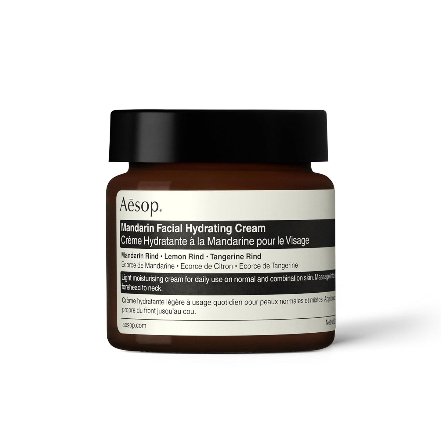 Aesop Mandarin Facial Hydrating Cream | Cools, Tones, and Balances Normal And Combination Skin | Mandarin Rind, Lemon Rind, Tangerine Rind | 2.1 oz / 60 mL