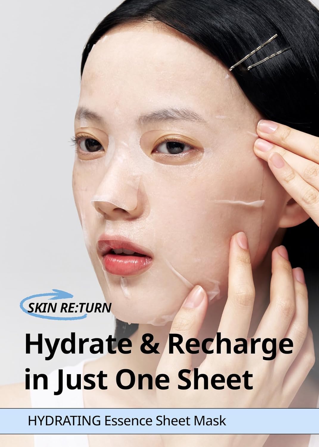 SNP Skin Return Hydrating Essence Sheet Mask | Moisturizing and Protecting for All Skin Types | Vegan Sheet Masks with Ceramide NP | Korean Face Masks Skincare | Facial Mask | 10 Sheets
