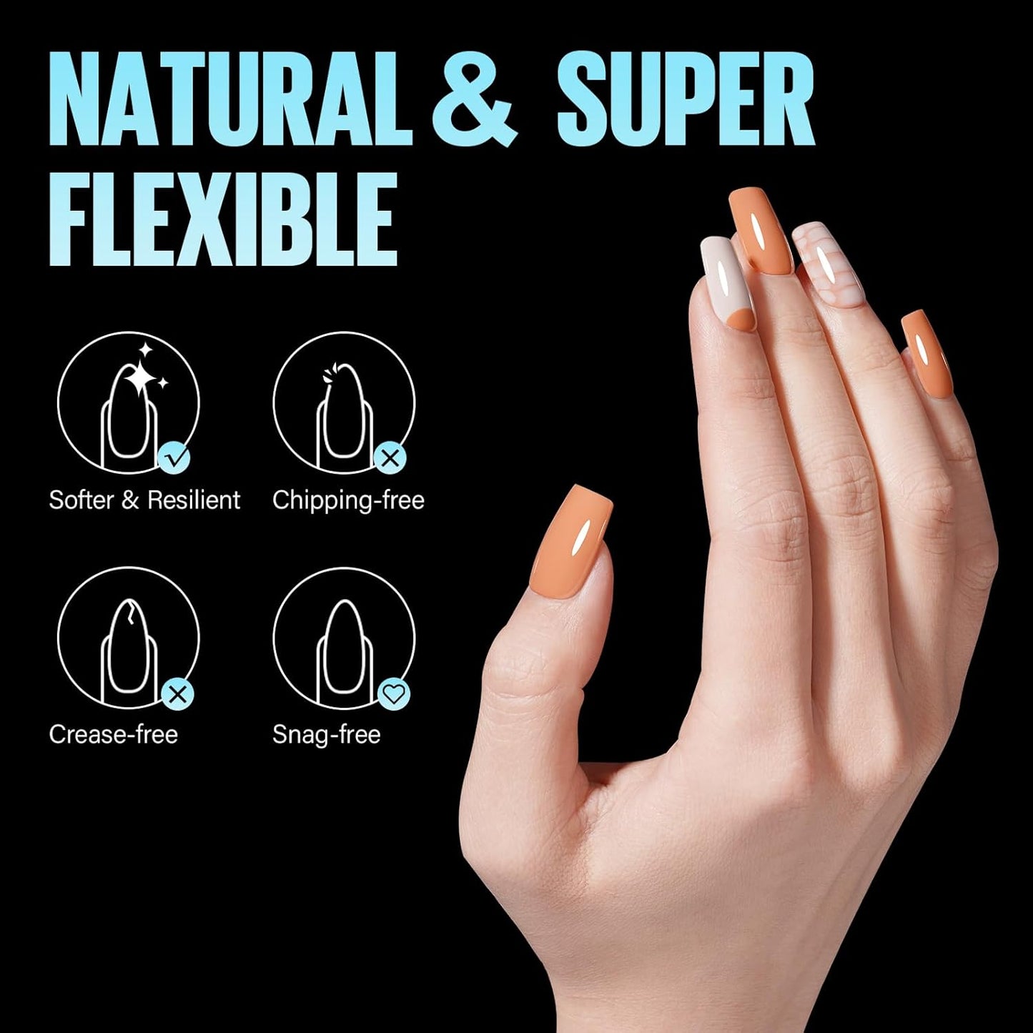 TOMICCA Short Square Nail Tips,Acrylic Gel Tips 240Pcs Fake Nails Full Cover 12 Sizes False Nails Half Matte for Nail Extension Home DIY Salon