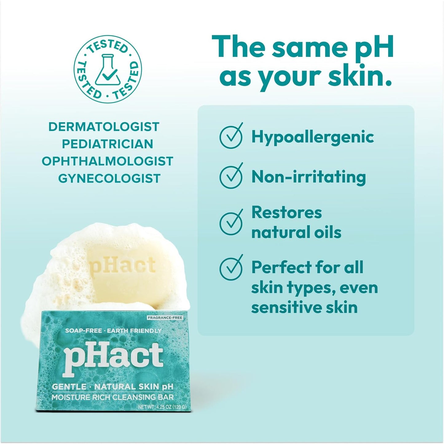 ANDREW LESSMAN pHact Moisture-Rich, Soap-Free Cleansing Bar. Natural Skin pH. Fragrance-Free. All Skin Types - Even Sensitive Skin. Hypoallergenic. Dermatologist Tested. 12 Pack 4.25 oz each