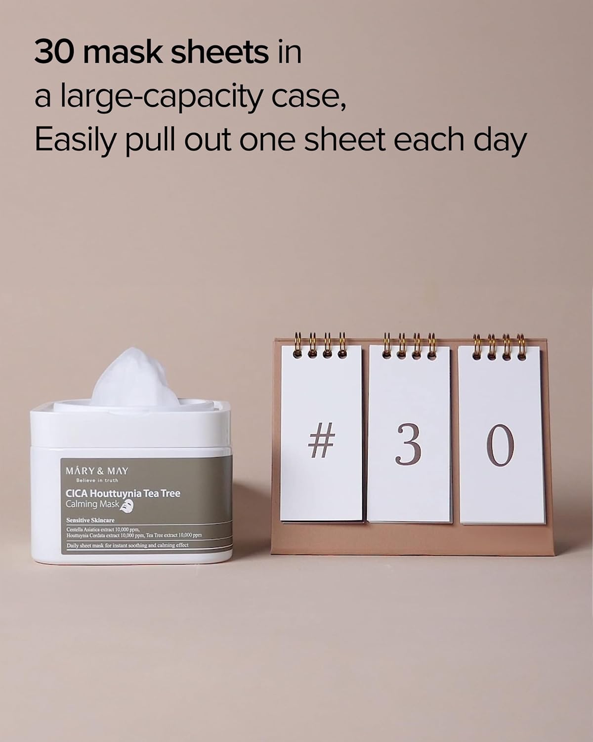 Mary&May CICA Houttuynia Tea Tree Calming Mask - Daily Pull Out Sheet Mask for Instant Soothing & Moisturizing - Korean Skincare, Hypoallergenic and Cruelty-Free, 30 Sheets