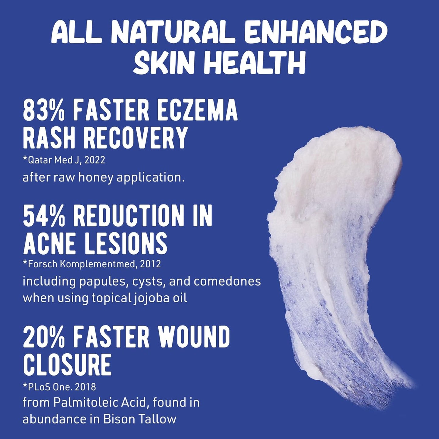 Whipped Bison Tallow Balm w/Manuka Honey, Jojoba, Organic Vanilla - Grass-Fed & Finished Organic Tallow Face Moisturizer - Face & Body Cream for Acne-Prone Skin - Nourishing Skincare (2.5 oz)