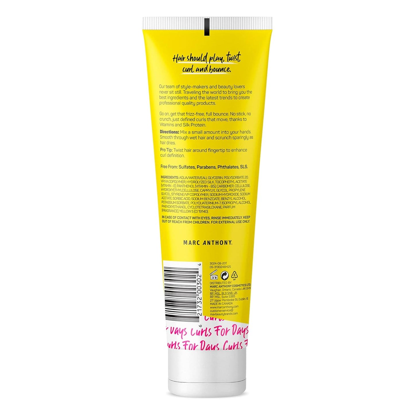 Marc Anthony Strictly Curls Curl Defining Styling Lotion, 8.3 Ounce Tube with Silk Protein and Vitamin E for Curl Definition