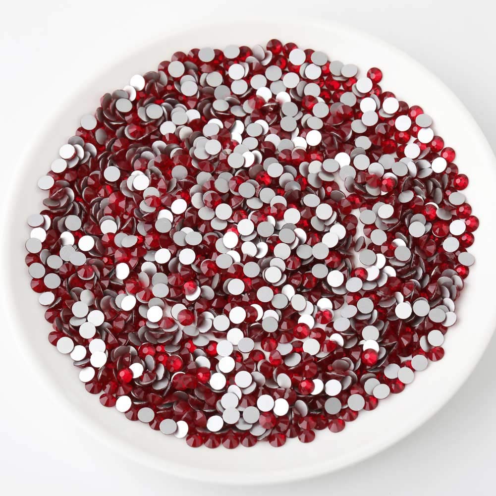 beadsland Flat Back Crystal Rhinestones Round Gems, Dark Siam (2.7-2.8mm) SS10/1440pcs