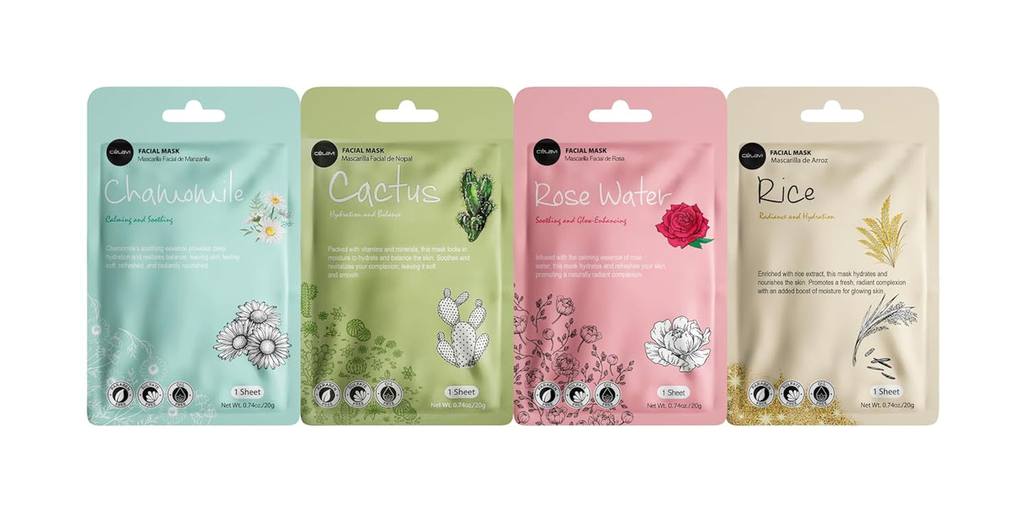 Celavi Essence Facial Face Mask K-Beauty Skincare Korea Skin Care Moisturizing 12 Pack B Set
