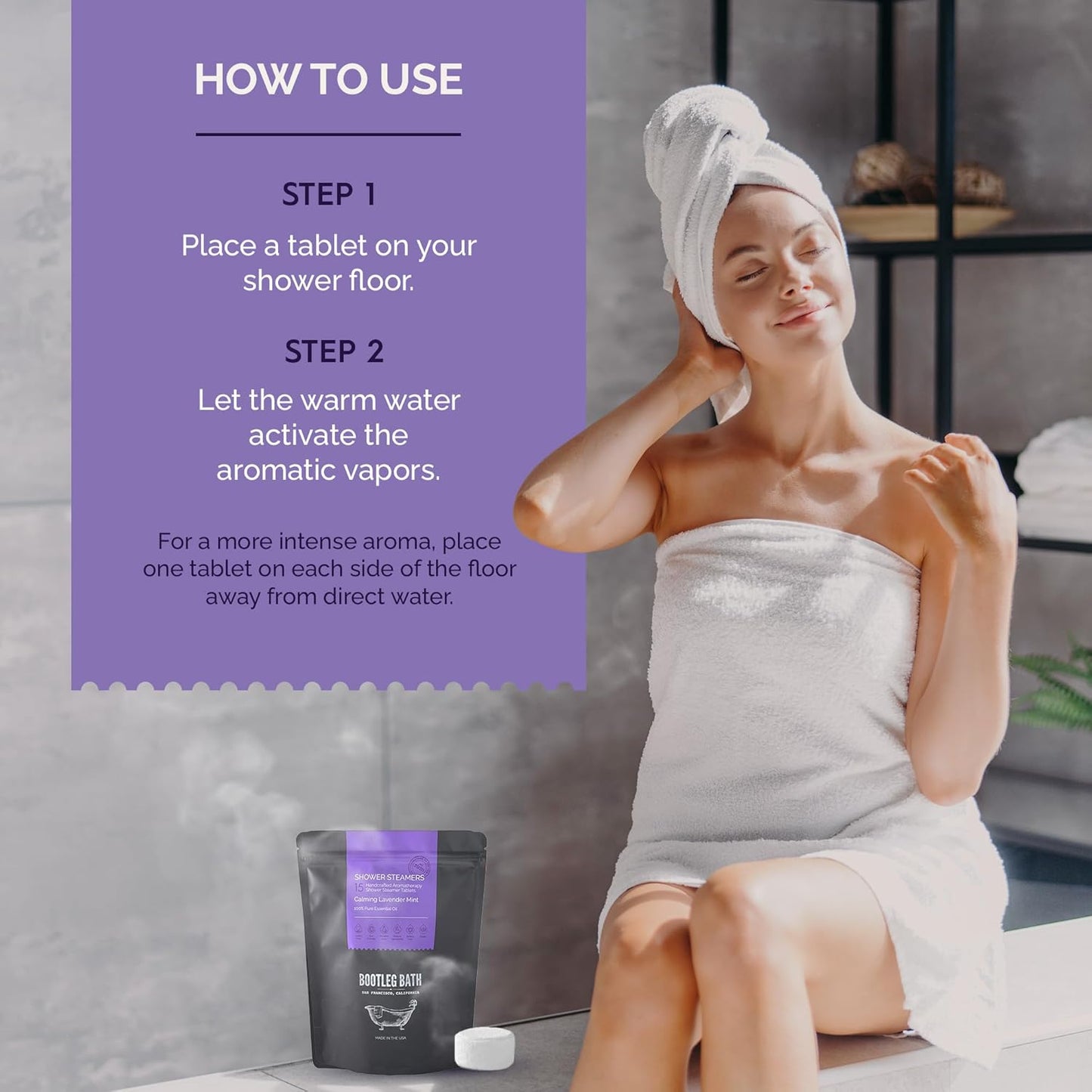 Shower Steamers Aromatherapy Lavender 15 Pack, 100% Pure Essential Oil, All Natural, for Men and Women, Made in USA