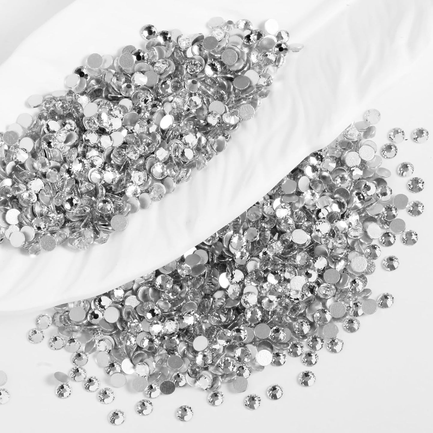 3000PCS SS8 Flatback Rhinestones | 12-Facet Diamond-Cut Glass Gems for Nail Art, Clothing, DIY Crafts |Glue-On Decoration Stones with Silver Backing(Crystal)