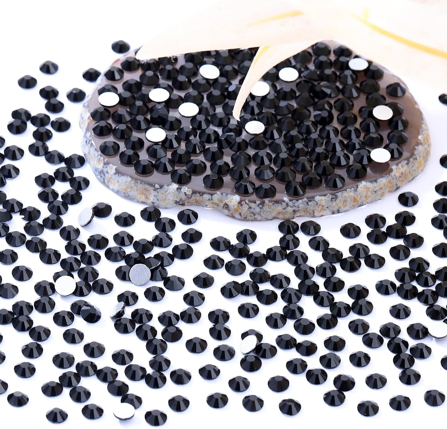 Black Flatback Rhinestones, Glass Rhinestones for Nail Art and Craft, Glue Fix, Loose Crystal Gemstones(Black, SS20, 2880pcs, 4.6-4.8mm)