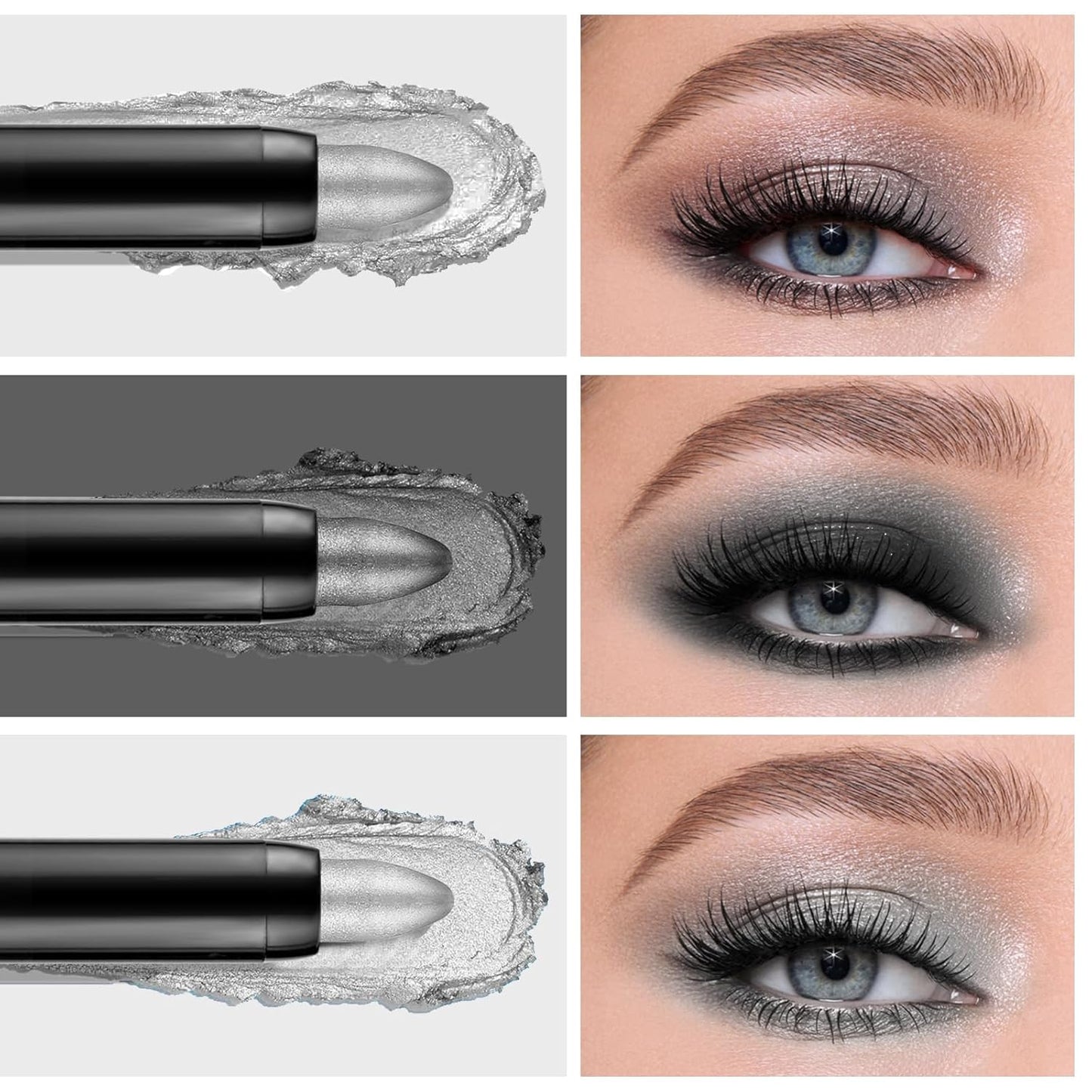 Boobeen 3PCS Cream Eyeshadow Pencil Crayon Waterproof Brightener Stick Shimmer Pen Create Glitter Eye Makeup, Easy to Use