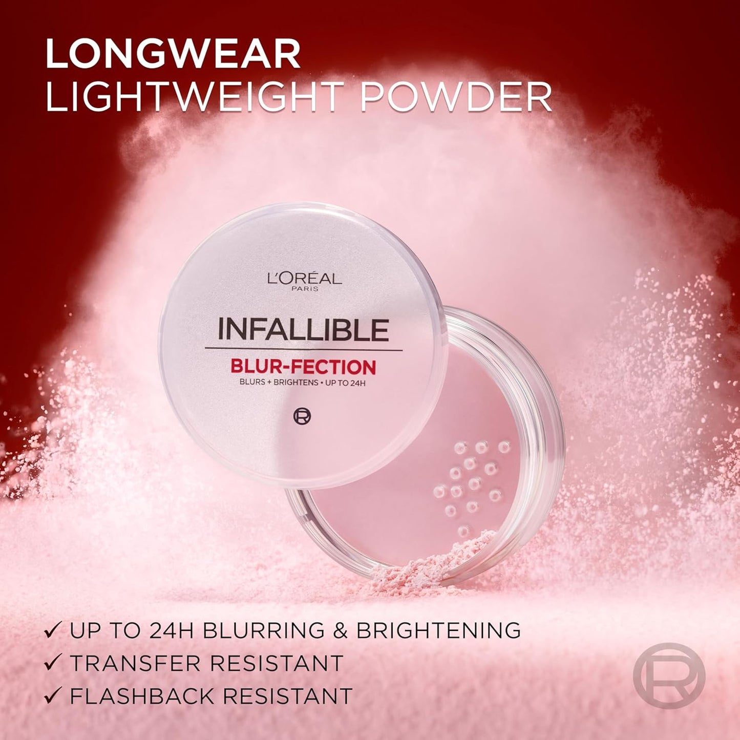 L'Oreal Paris Infallible Blur-fection Longwear Loose Setting Powder, Blurring Face Powder With Up to 24HRs of Wear, Translucent Medium Deep, 1 Kit
