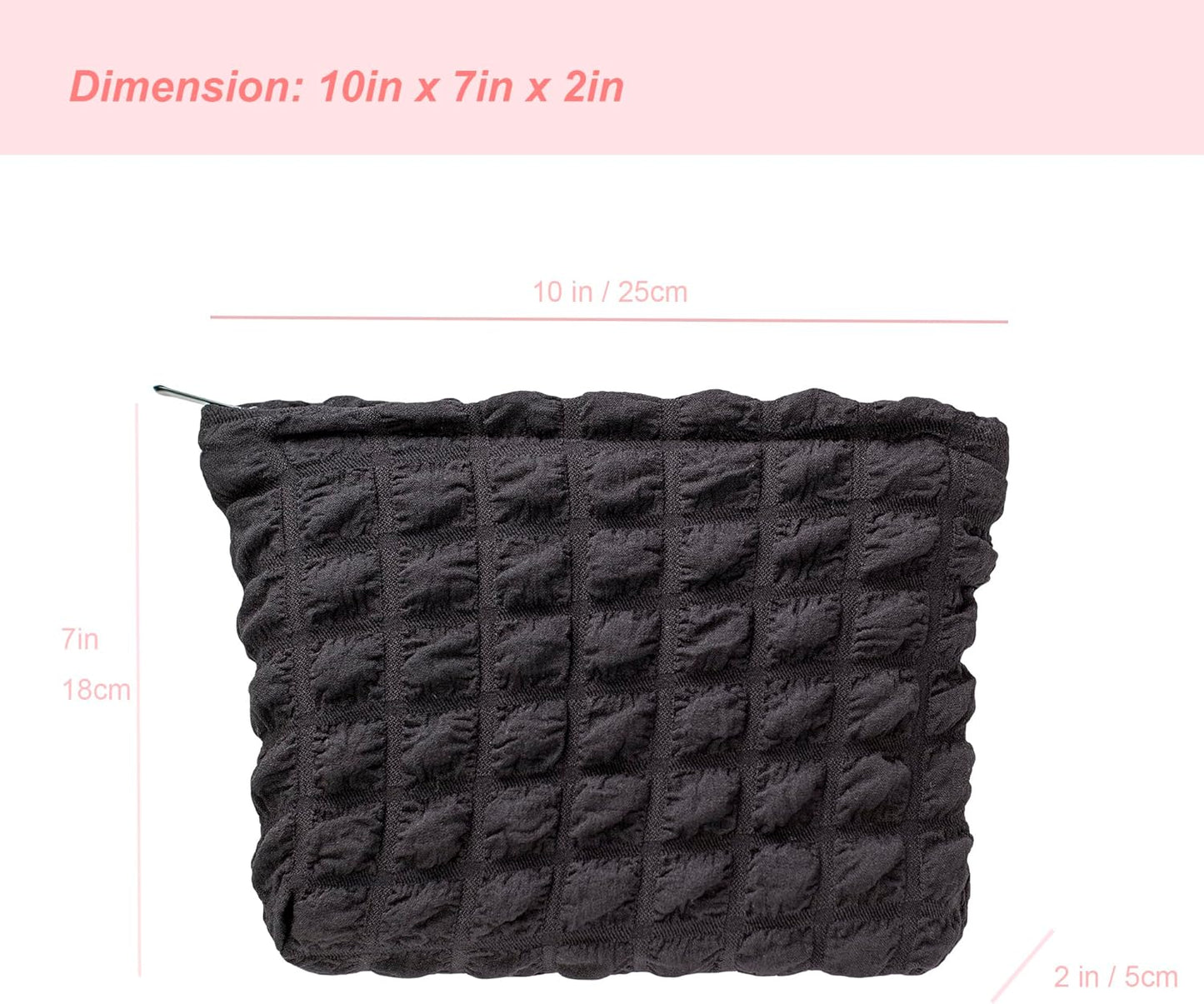 PAZIMIIK Floral Makeup Bag Large Cotton Zipper Pouch for Purse Travel Canvas Make Up Organizer for Women Cosmetic,Bubble Black