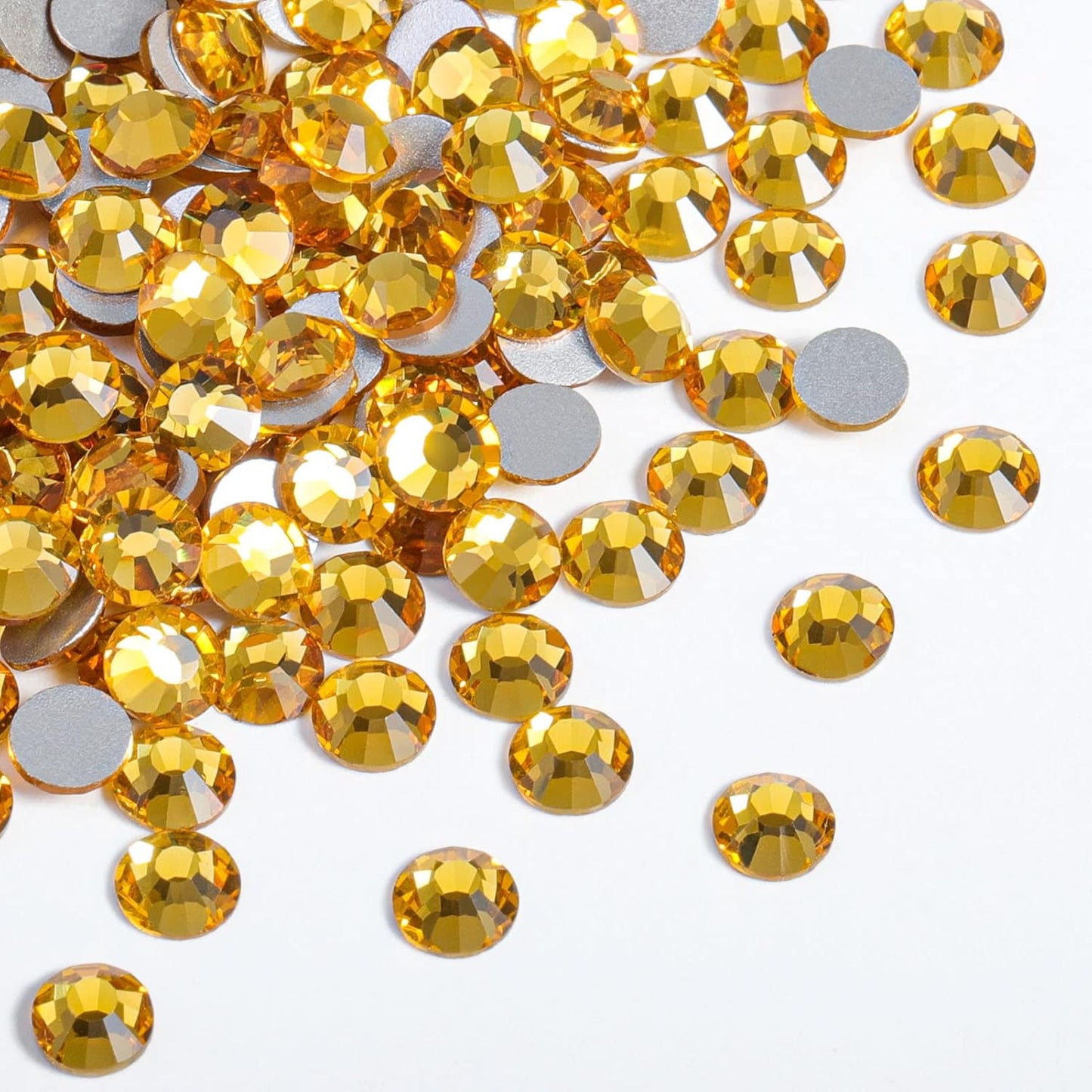 Beadsland 1440pcs Flat Back Crystal Rhinestones Round Gems for Nail Art and Craft Glue Fix, Topaz,SS6,1.9-2.1mm