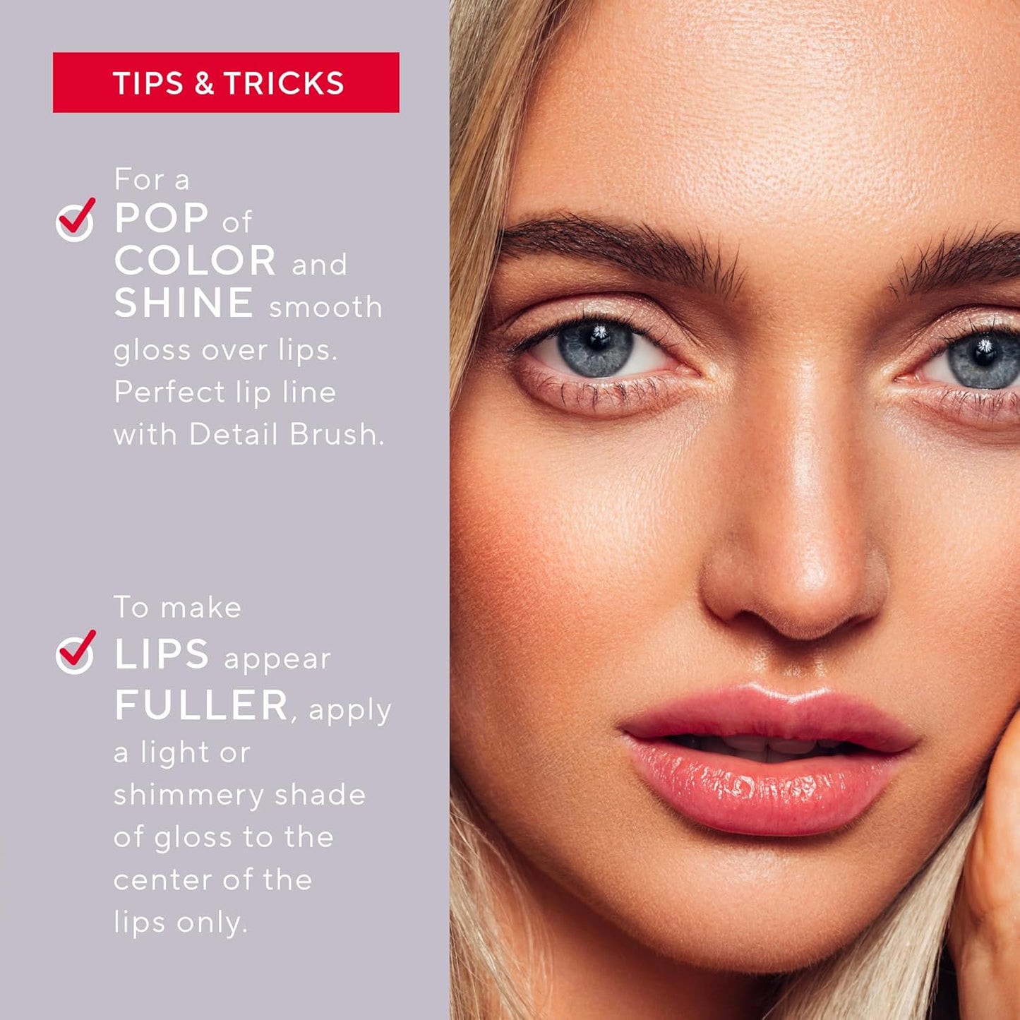 Mirabella Luxe Advanced Lip Gloss, Hydrating Non-Sticky High-Shine Lip Gloss for Women, Infused with Vitamin E & Jojoba Oil, Long-Lasting & Cruelty-Free - Lustre (Light Peach Nude)