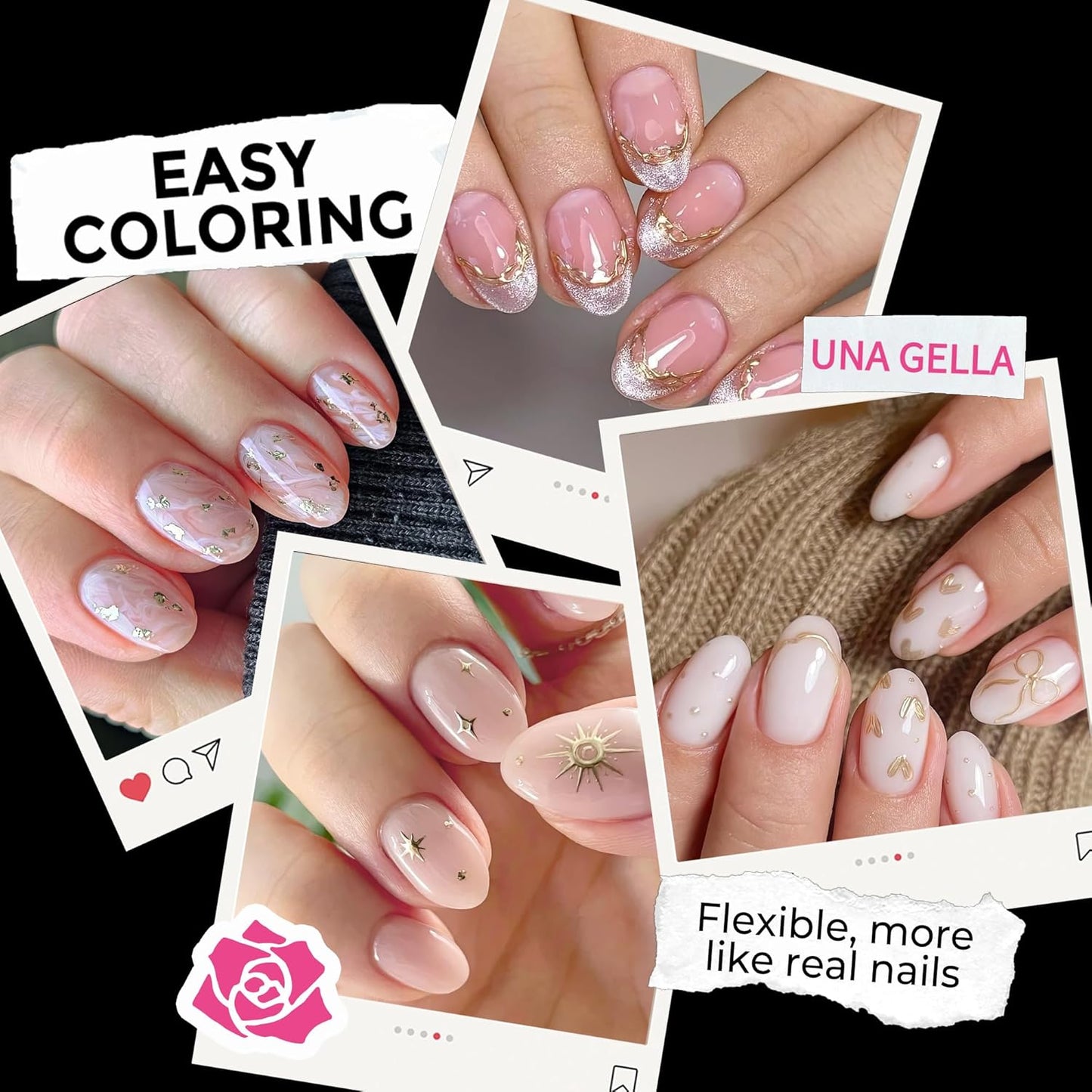 UNA GELLA Short Oval Round Nail Tips, Soft Gel Pre-shaped Half Matte Short Oval Gel Nail Tips Full Cover Acrylic Press on Fake Nails for Nail Extension Art DIY Nail Salon 216Pcs 12 Sizes