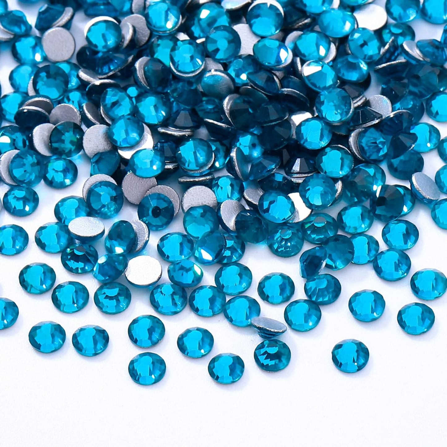Malachite Blue Flatback Rhinestones, Glass Rhinestones for Nail Art and Craft, Glue Fix, Loose Crystal Gemstones(Malachite Blue, SS8, 2880pcs, 2.3-2.5mm)