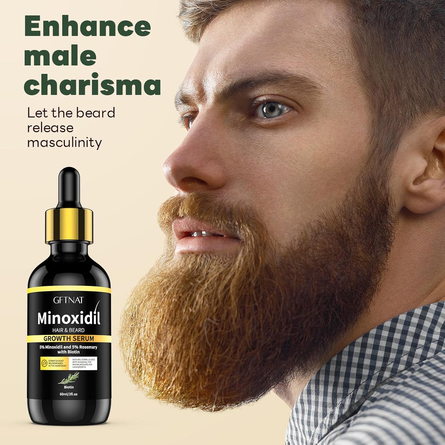 5% Minoxidil with Rosemary and Biotin for Men and Women Hair Growth,Beard Growth Kit,Scalp Serum for Thicker Fuller Hair