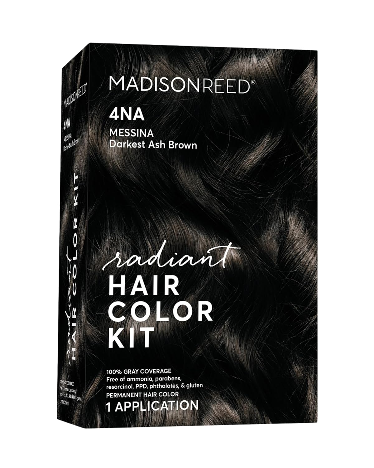 Madison Reed Radiant Hair Color Kit | 4NA Darkest Ash Brown with Cool Smoky Undertones (Messina Brown) for 100% Gray Hair Coverage | Dimensional Permanent Hair Dye | PPD-Free & Ammonia-Free | 1 Pack