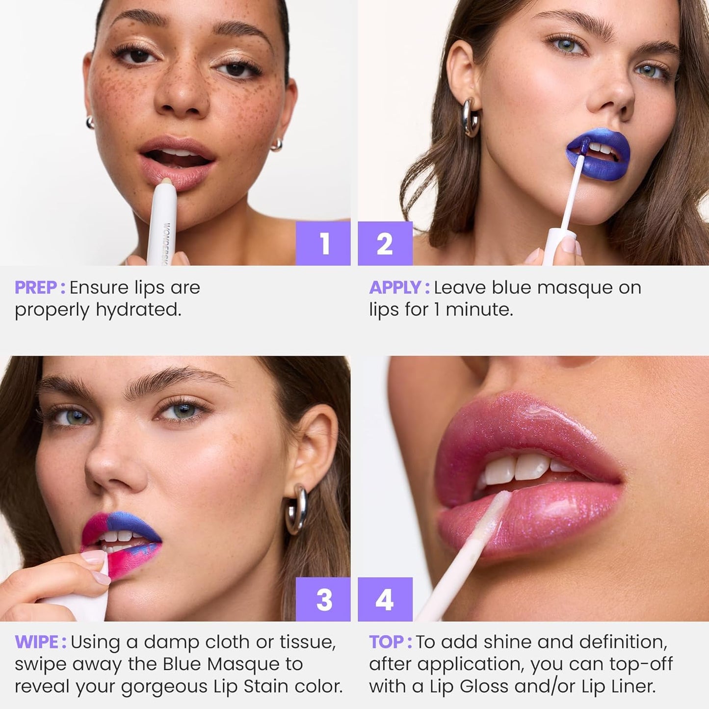 Wonderskin Wonder Blading All Day Lip Stain Peel Off Masque - Long Lasting, Waterproof and Transfer Proof Pink Lip Tint, Matte Finish Peel Off Makeup (Glamorous Masque)