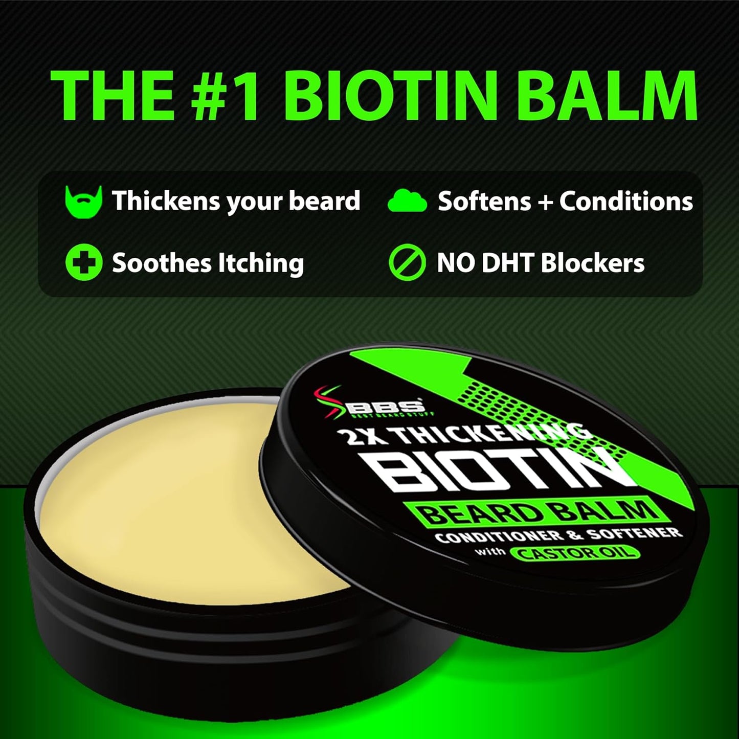Biotin Beard Balm + XXL Beard Growth Serum + 620,000mcg Beard Growth Vitamins – Beard Growth Kit for Men with Mustache Wax, Collagen, MSM & Castor Oil – Fills Patches, Thickens & Styles