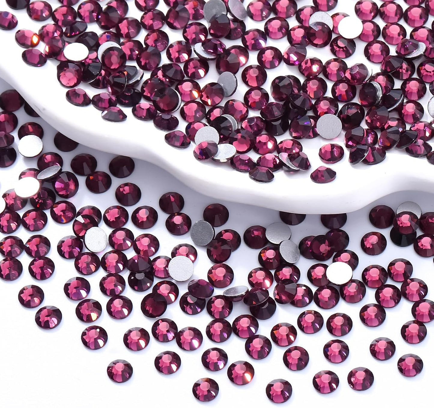 Purple Flatback Rhinestones, Glass Rhinestones for Nail Art and Craft, Glue Fix, Loose Crystal Gemstones(Purple, SS20, 1440pcs, 4.6-4.8mm)