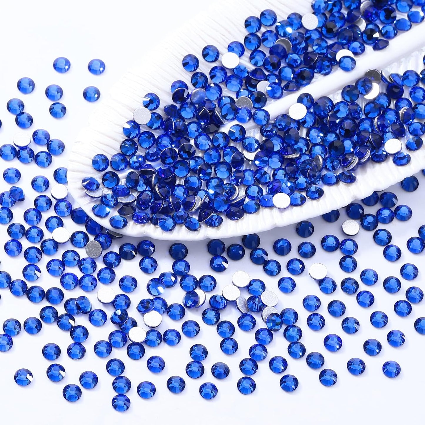 Sapphire Flatback Rhinestones, Glass Rhinestones for Nail Art and Craft, Glue Fix, Loose Crystal Gemstones(Blue, SS6, 1440pcs, 1.9-2.0mm)
