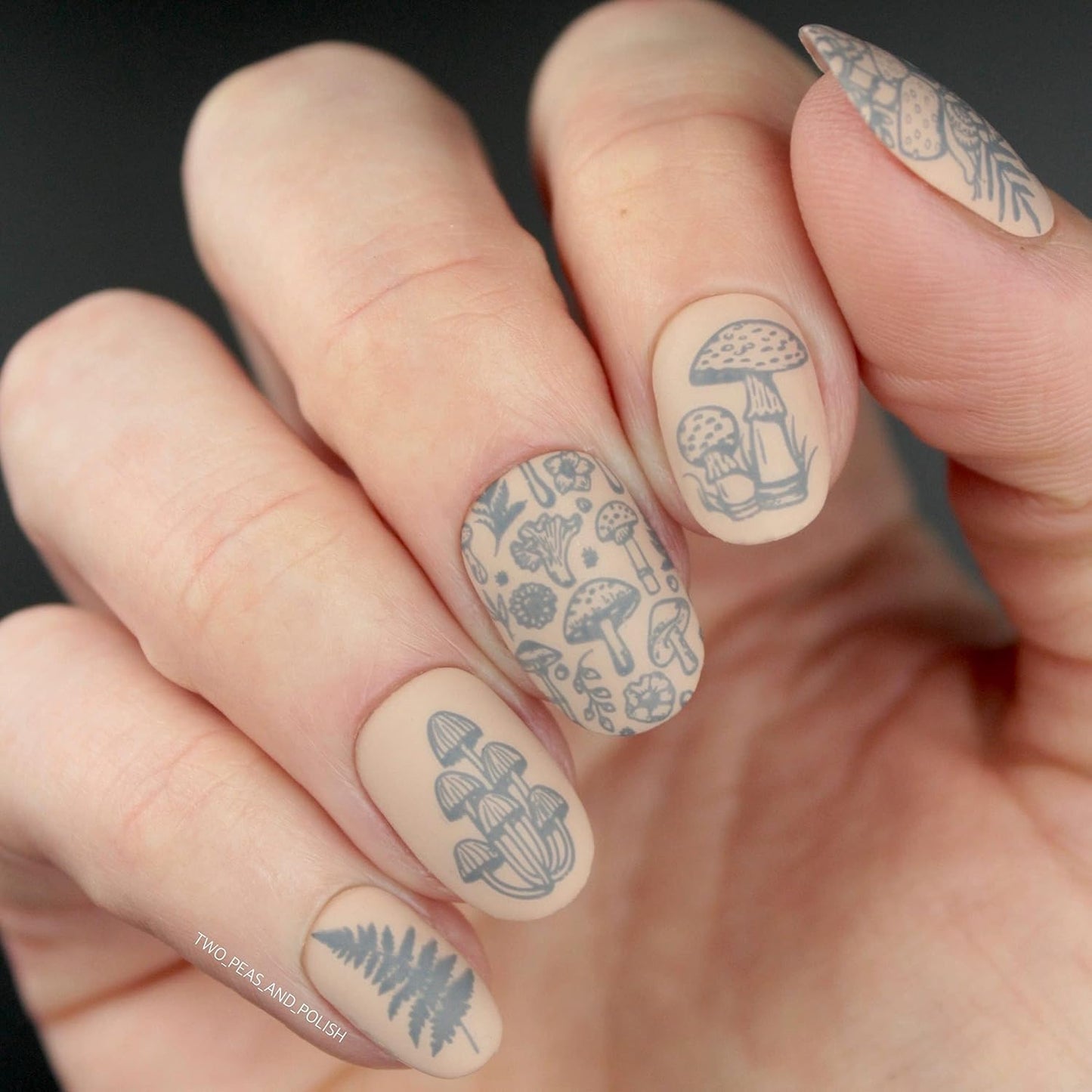Maniology Magic Mushrooms Nail Stamping Plate | Mushroom Fungi Forests Snails Nail Designs Manicure - Reusable, Rectangular, Stainless Steel Nail Art Template