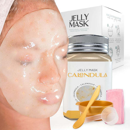 BRÜUN Jelly Mask Jar Calendula Peel-Off Face Care Rubber Mask | 23 fl oz Skin Care Moisturizing Gel Mask Jar Spa Set