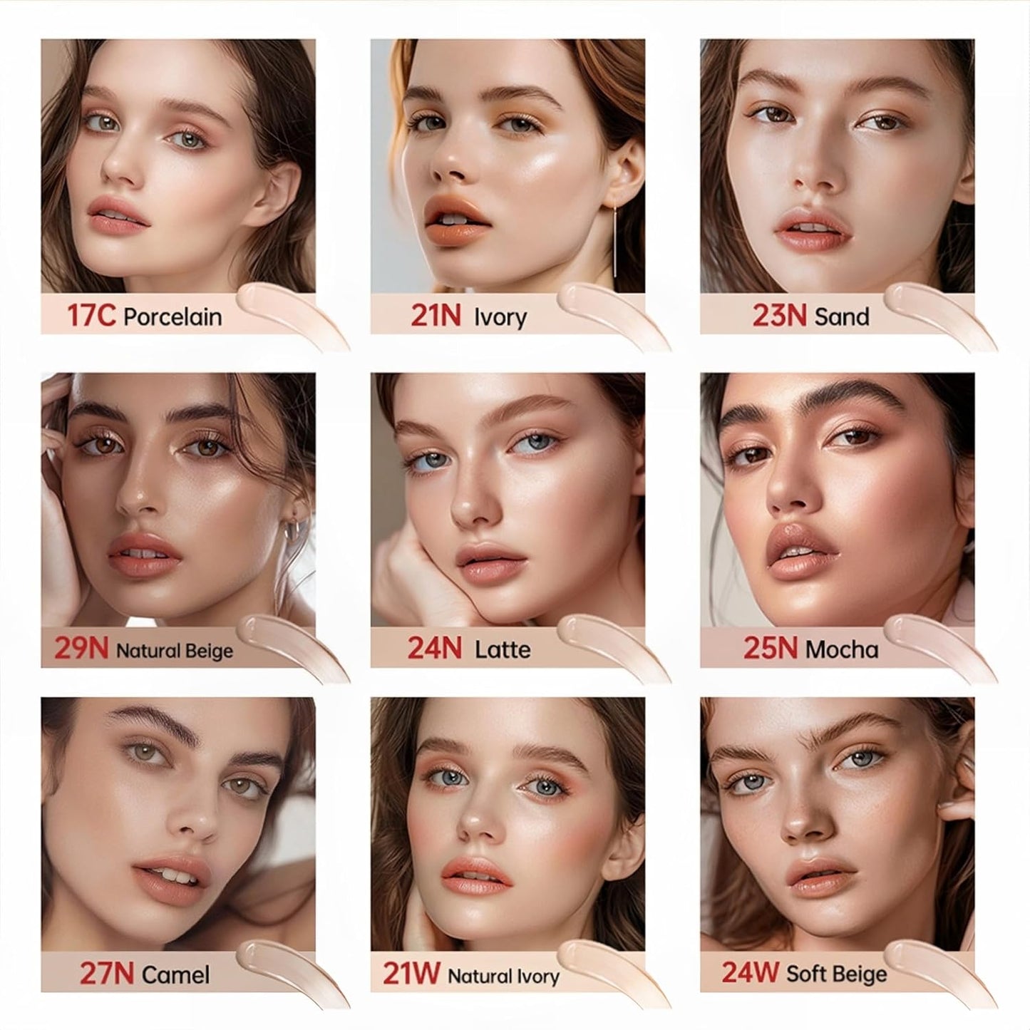 MAEPEOR Cushion Foundation 9 Colors Full Coverage Weightless Satin Glow Foundation Hydrating Long-Lasting Cushion BB Cream (Color 02)