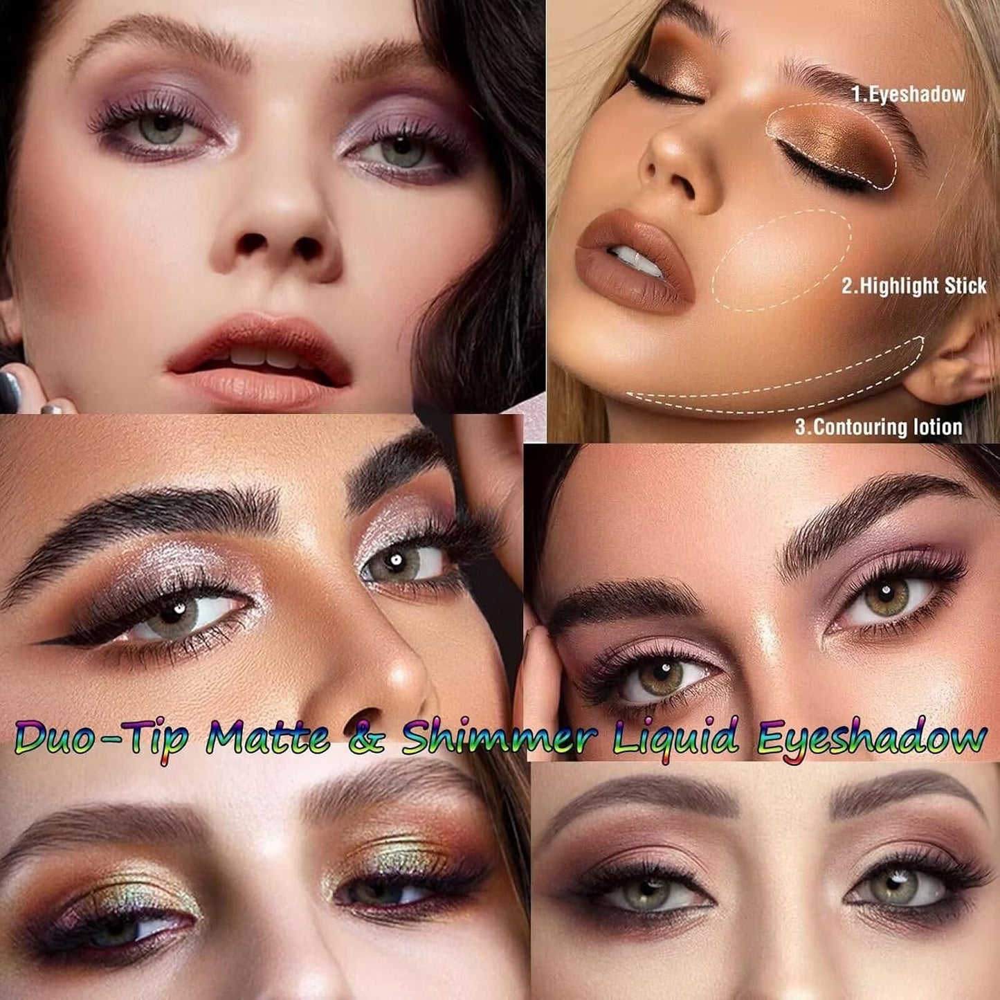 Coco Brown Matte Liquid Eyeshadow Glitter Double Ended Metallic Eyeshadow Sticks For Eyes Pencil Primer Base Quick Drying Waterproof Long Lasting Highlight Stick And Shadow Pen Eye Makeup（#3）