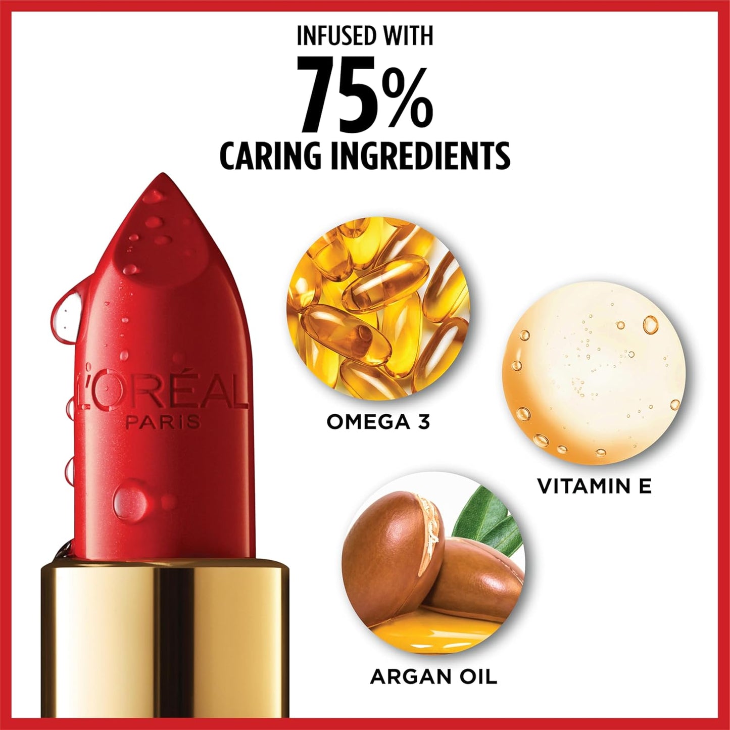 L'Oreal Paris Colour Riche Original Creamy, Hydrating Satin Lipstick with Argan Oil and Vitamin E, Ruby Flame , 1 Count
