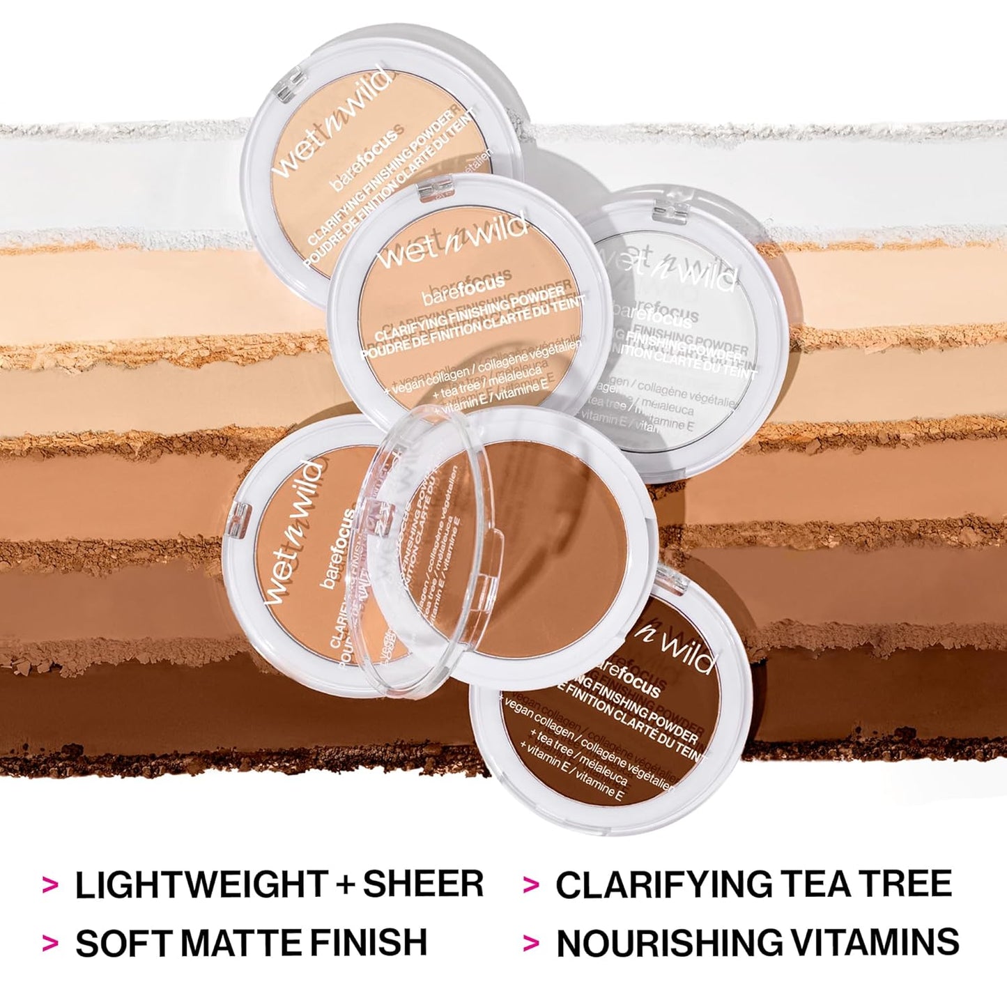 wet n wild Bare Focus Clarifying Finishing Powder | Matte | Pressed Setting Powder Light-Medium (Pack of 2)