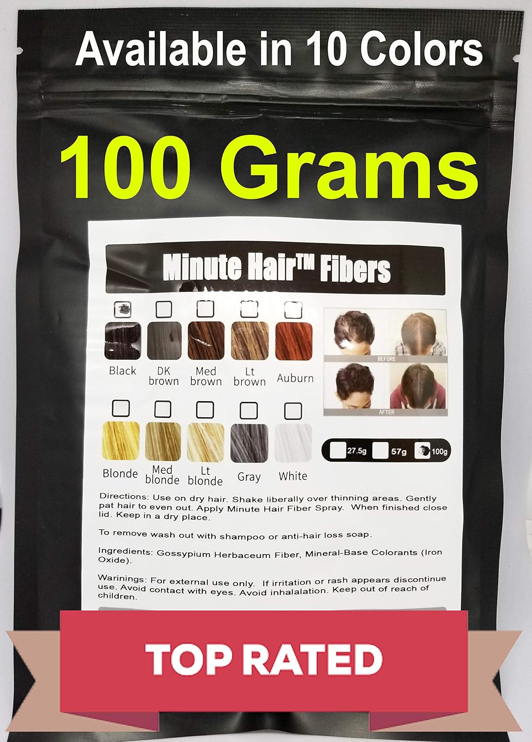 Hair Building Fibers 100 Grams (3.5 oz) Minute Hair Refill Hair Loss Concealer That You Can Use for Your Bottles From Competitors Like Toppik, Xfusion (White)