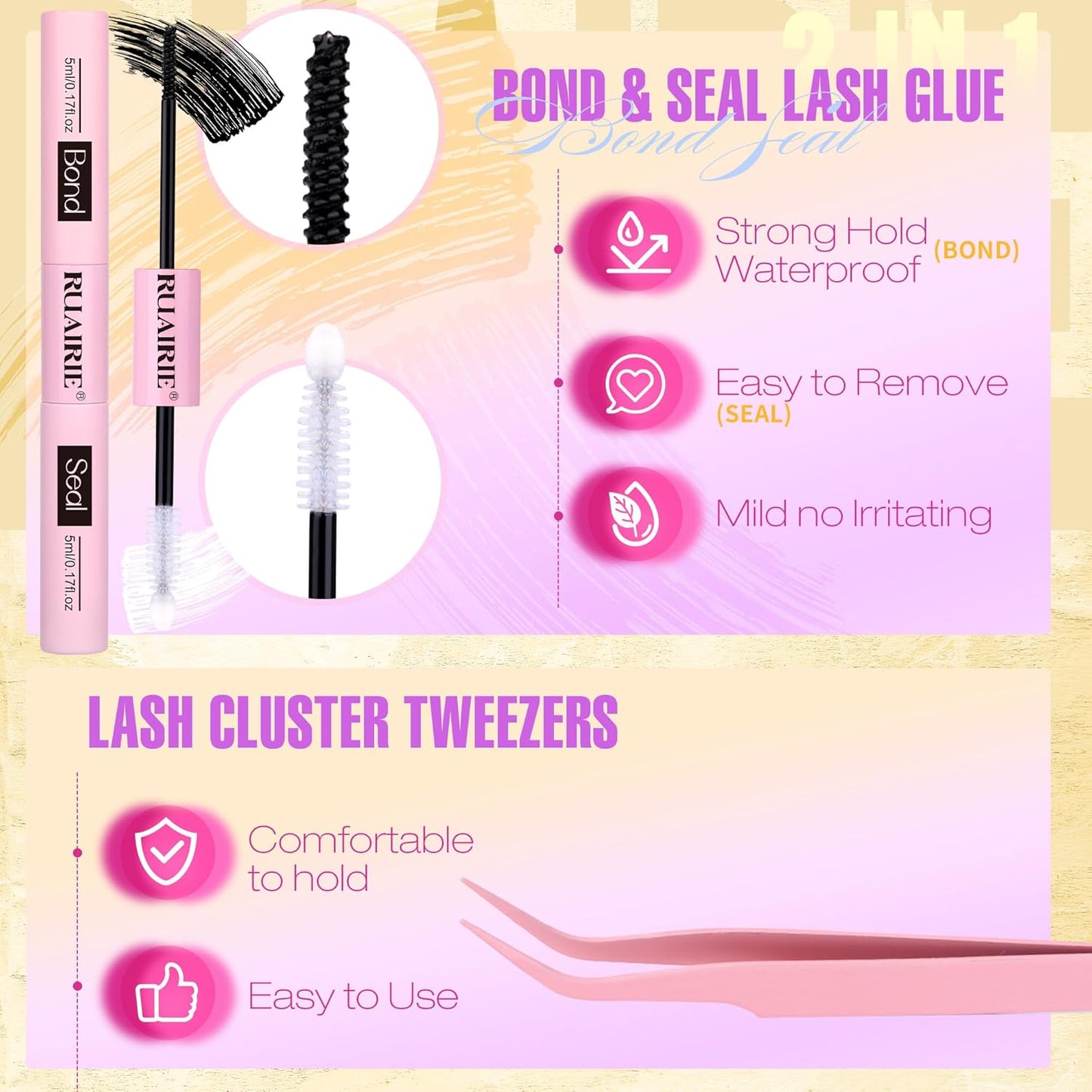 Ruairie Natural Lash Clusters Kit Wispy Lash Extension Kit 4 Styles Eyelash Extension Kit 143pcs Eyelash Clusters Kit D-Curly Individual Lashes Kit with Bottom Lash Clusters