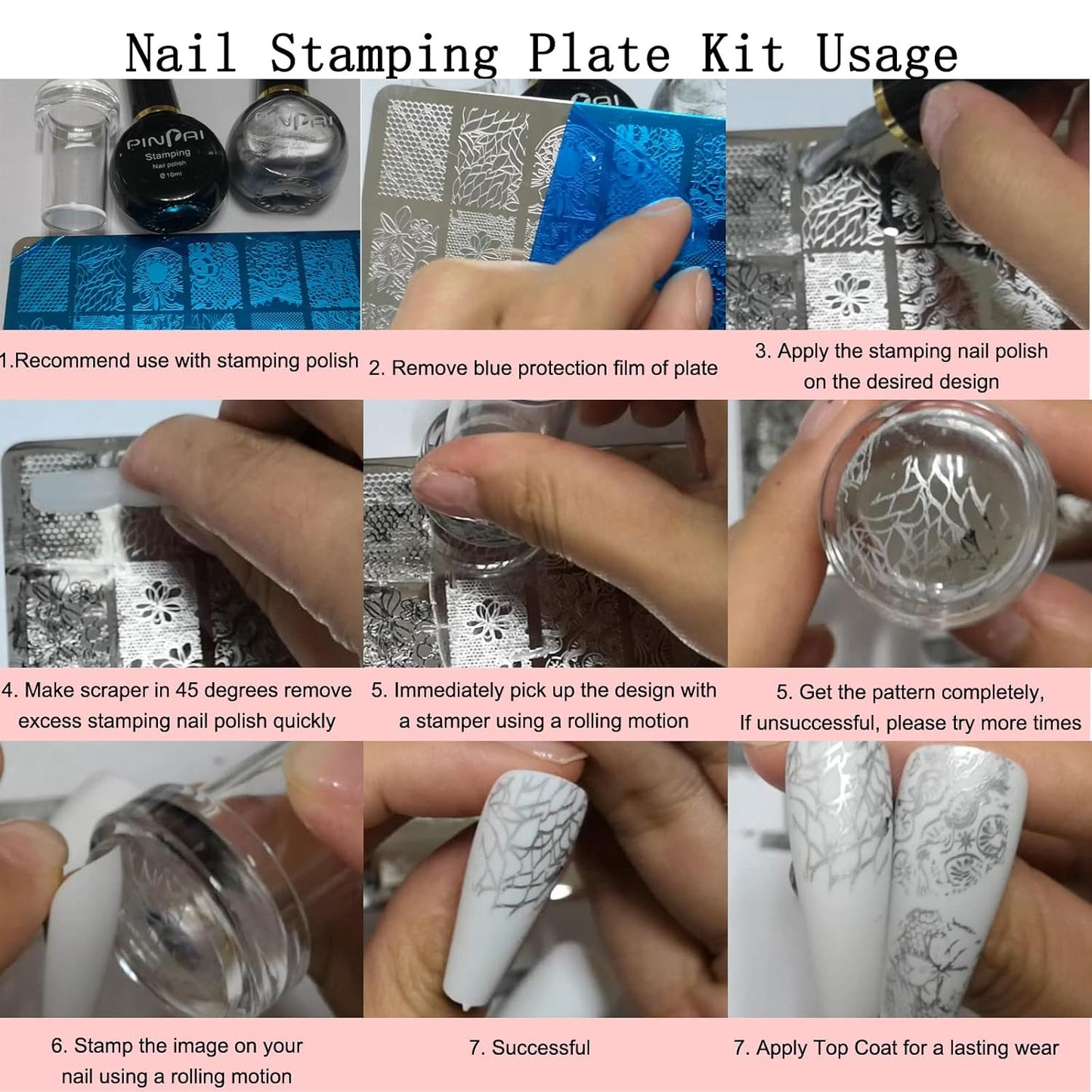 AddFavor Nail Stamper Kit 8pcs Nail Stamping Plates Flower Leaves Geometric Butterfly Image Nail Stencils with Silicone Stamp and Scraper for Women Girls Summer Nail Art Design Supplies Tools