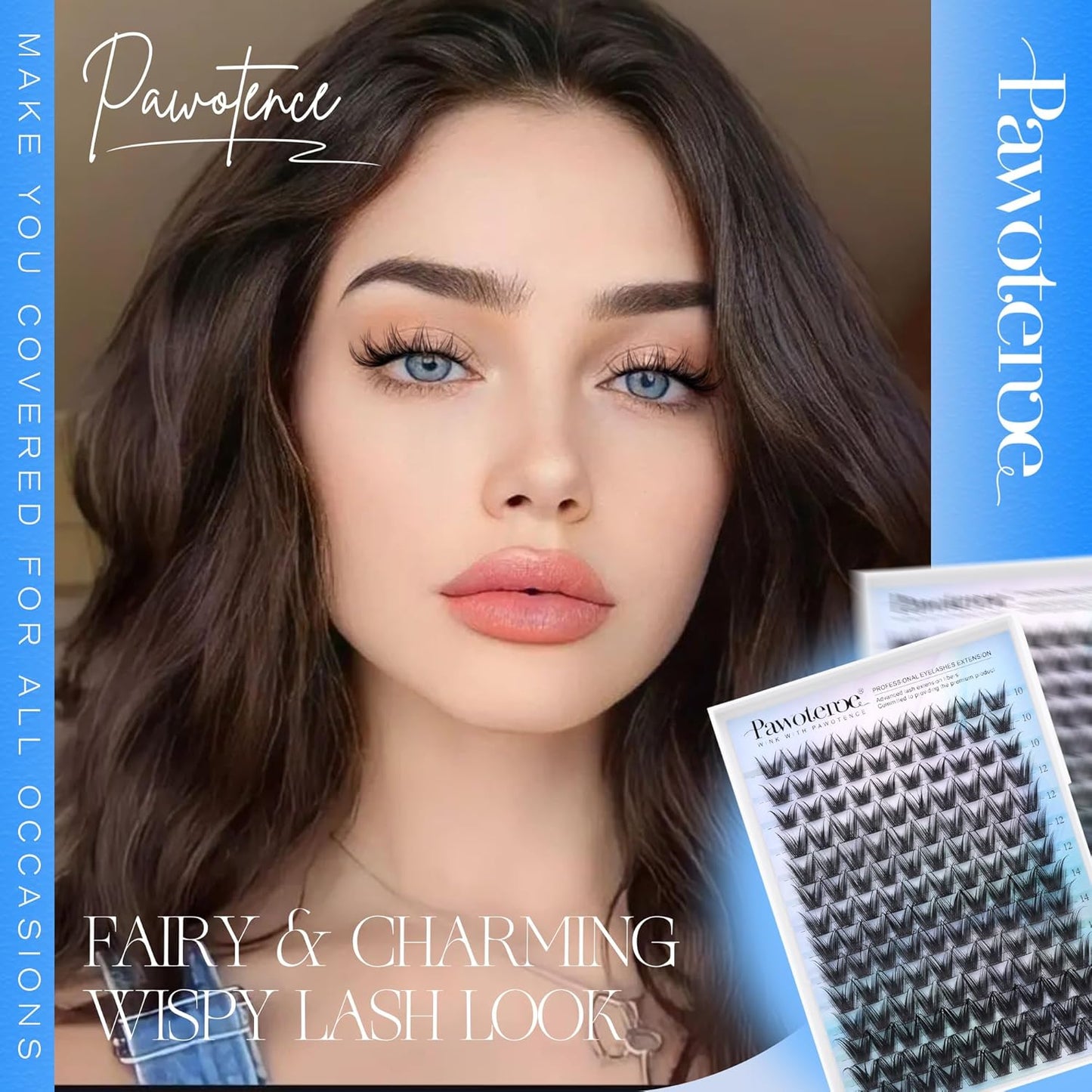 Pawotence Lash Clusters Wispy Eyelash Clusters 10-16mm Manga Individual Lashes Cluster Eyelash Extensions 168pcs Lash Extension DIY False Eyelashes Cluster Lashes with Soft Thin Band